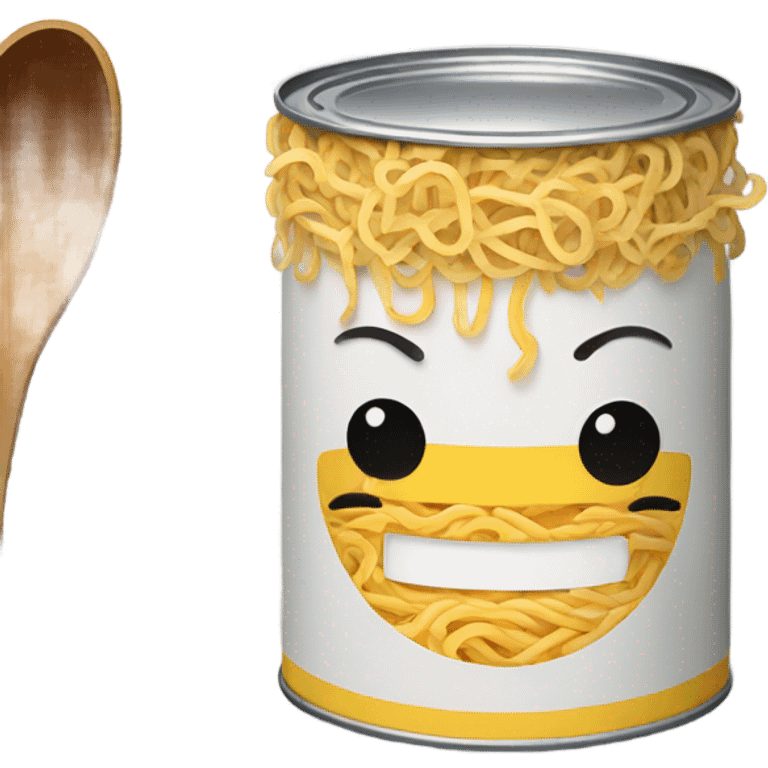 Ramen on the paint can that has cute face emoji