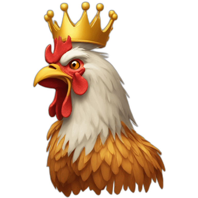 howling rooster with a crown on its head emoji