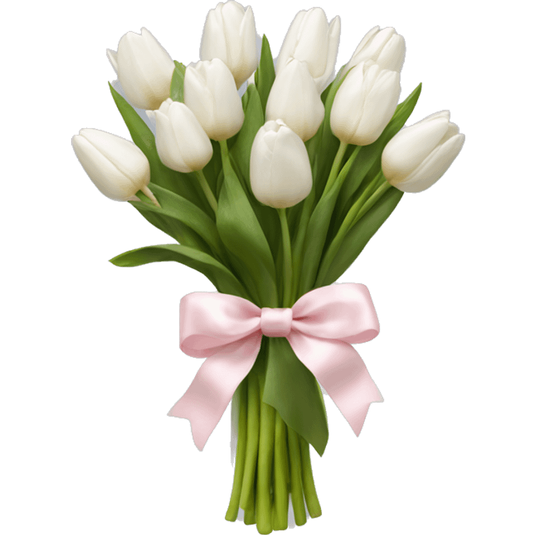 White tulips bouquet with light pink bow  emoji