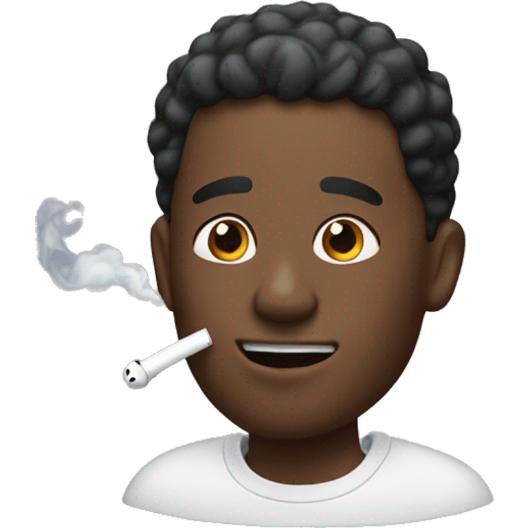 Black guy with AirPods blowing smoke out mouth emoji