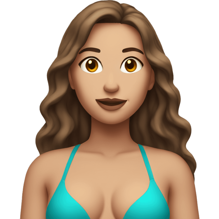 Slim-Thicc caucasian woman with brown hair swimsuit posing emoji