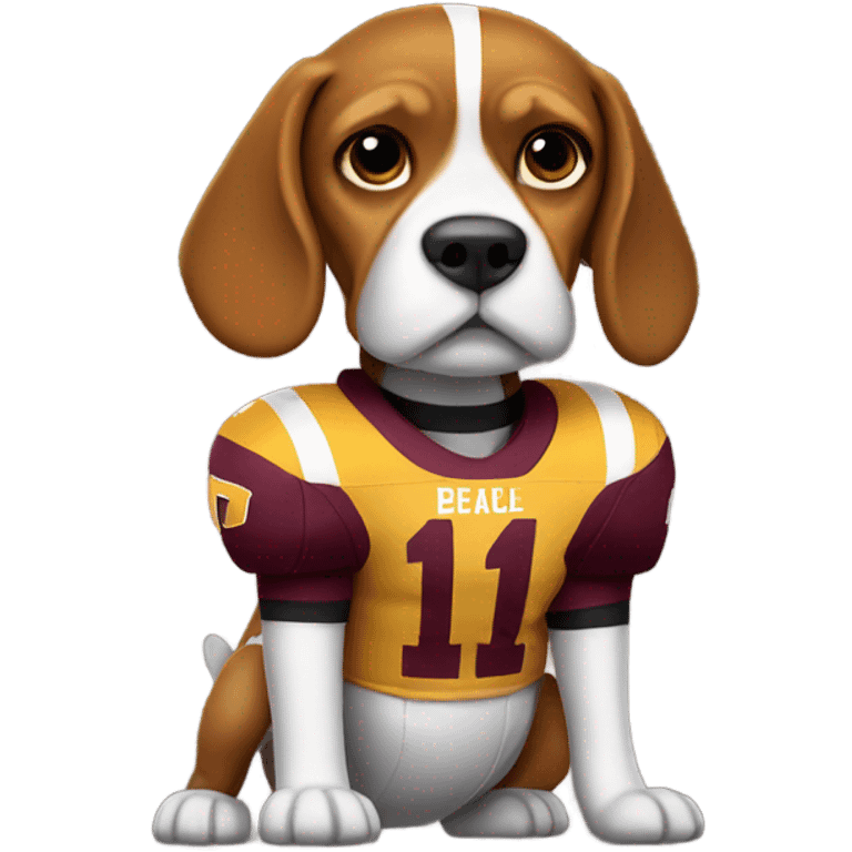 Beagle wearing maroon and gold football uniform emoji