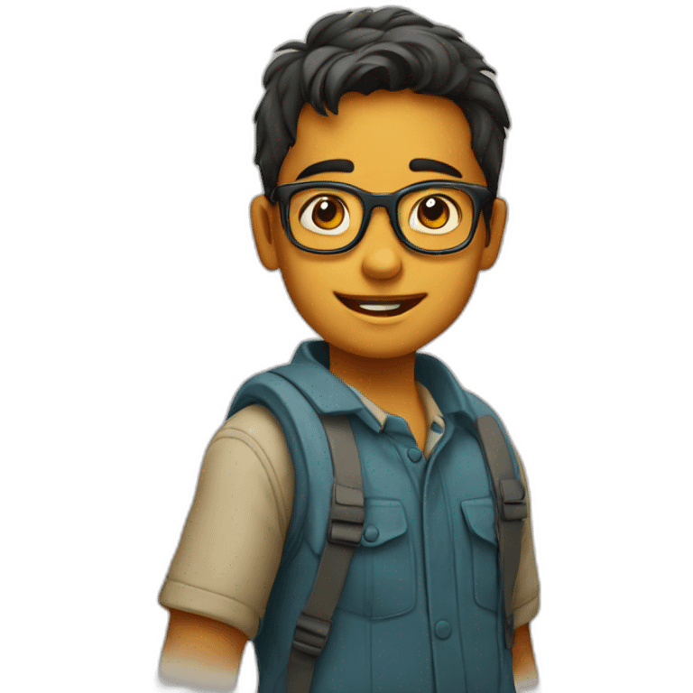 Young boy in Bangalore in specs emoji