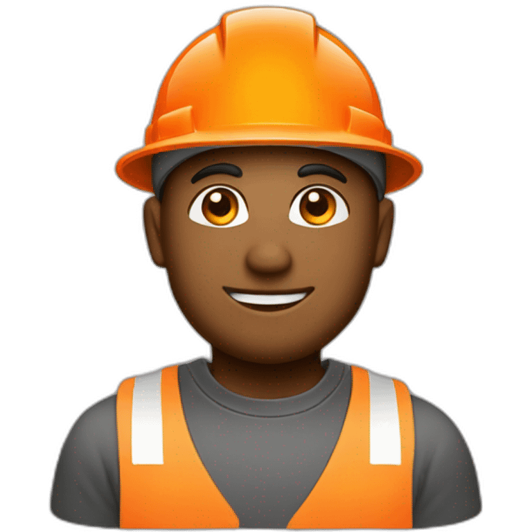 construction worker with orange construction cone logo on his black hat emoji