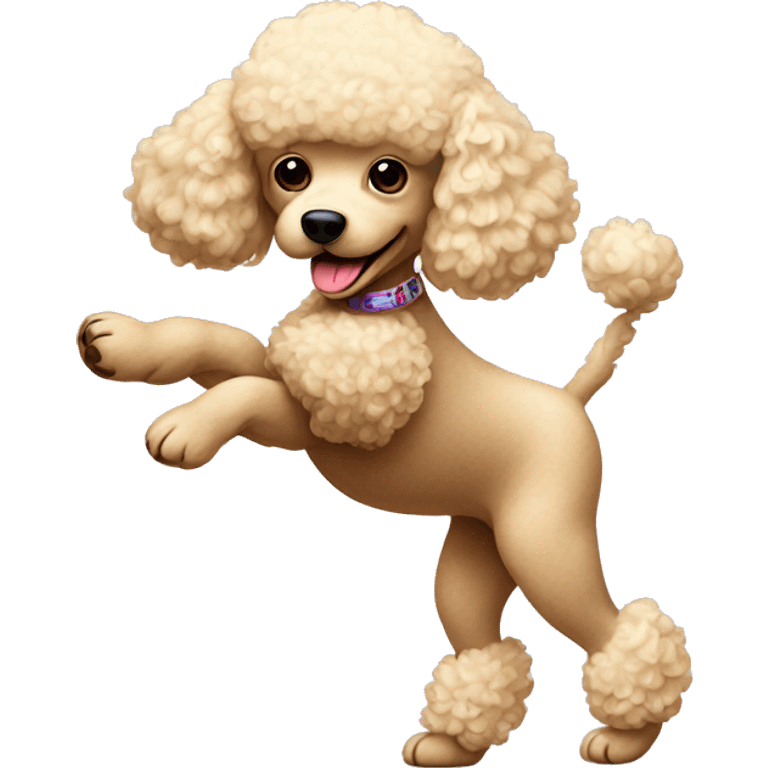 cream mini poodle dances on 2 legs emoji