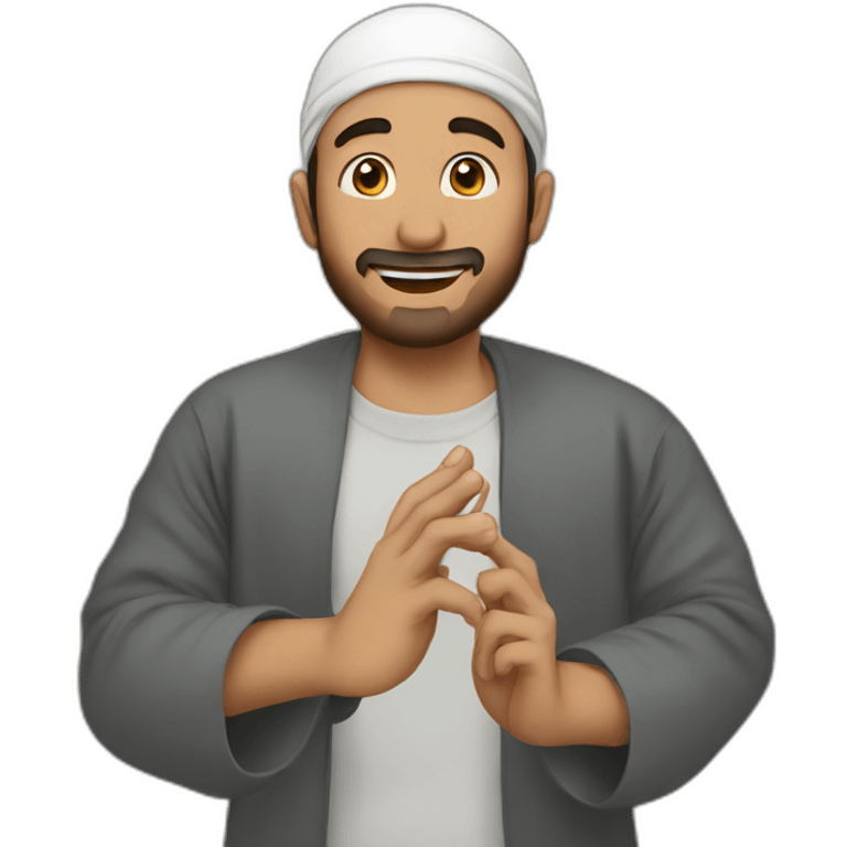 a muslim men doing hey with his hand emoji