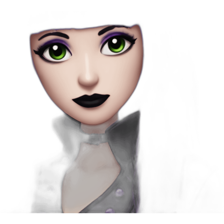 Elissabat -with bangs -long-hair-dark-plumpurple-and-black-vampire-goth-makeup-pinkeyes-romanticgothcloses- emoji