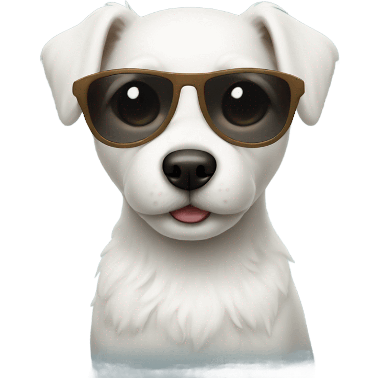 little white dog with sunglasses emoji