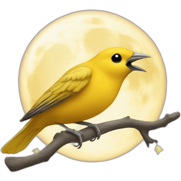 A canary bird dancing in the moon  emoji