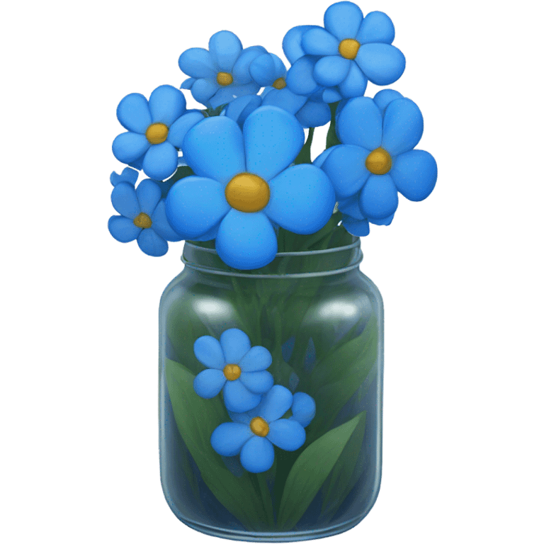 Blue flowers In a jar  emoji