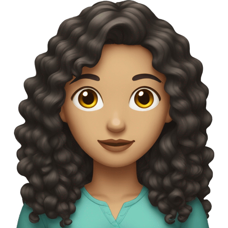 woman with long dark hair, curly emoji