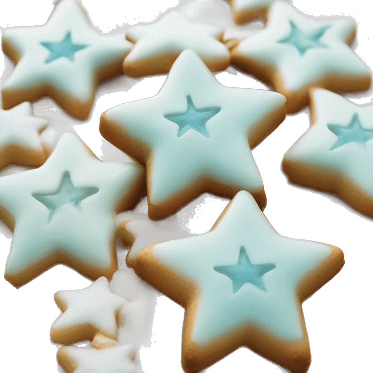 Three Christmas Cookie star shaped sugar glazed  emoji