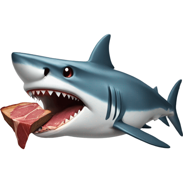 Shark with a steak in its mouth emoji