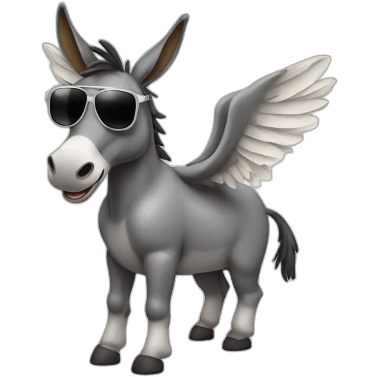 flying donkey with wings and sunglasses emoji