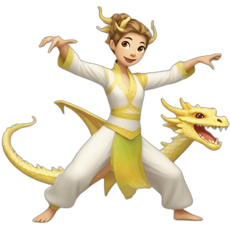 Albine white female human dragon dancing emoji