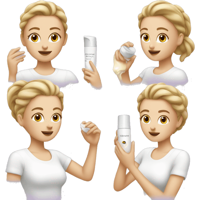 white girl applying cream on face emoji