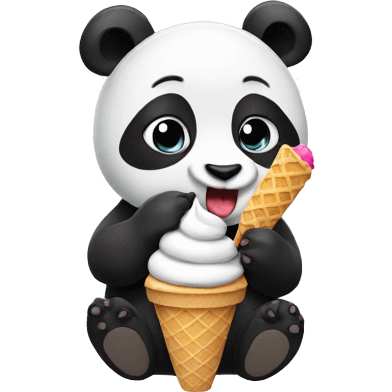 Panda eating ice cream emoji