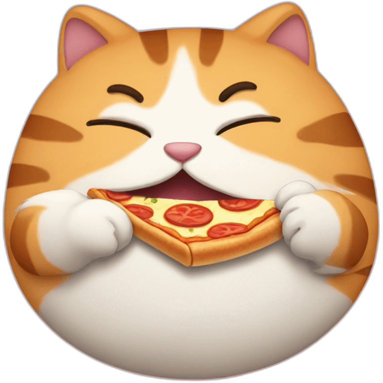 fat cat eating pizza emoji