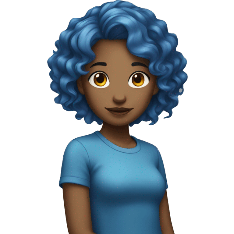 Girl with blue wavy hair  emoji