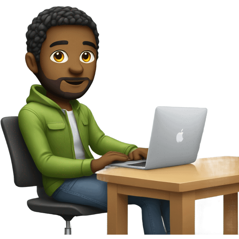 white product designer sitting with macbook emoji