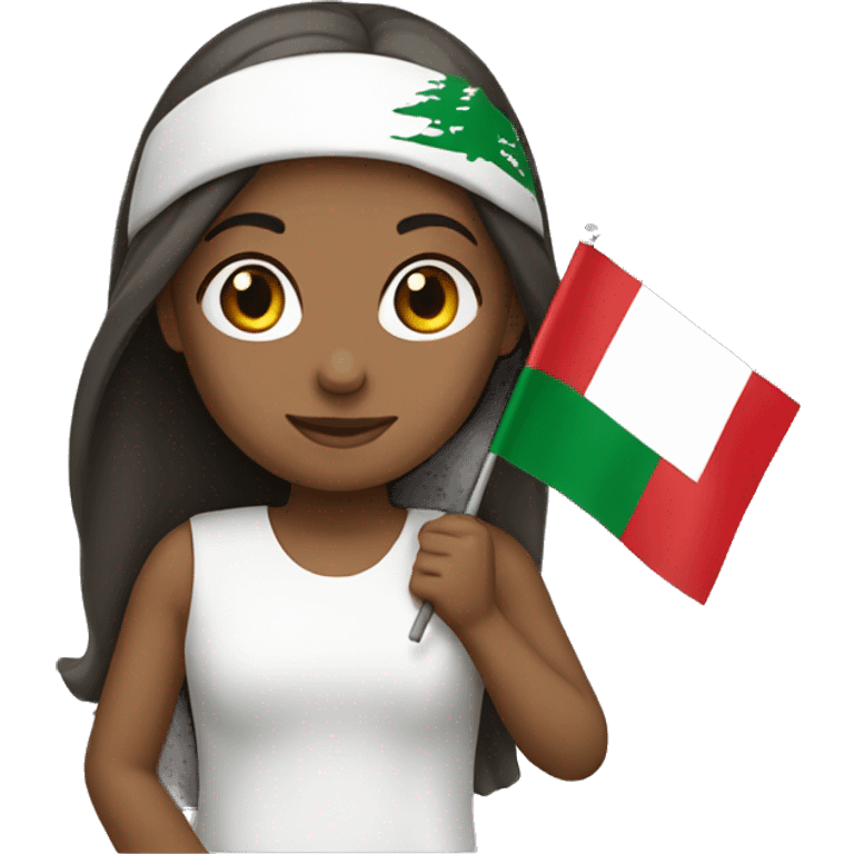 A girl holding the Lebanese flag  emoji