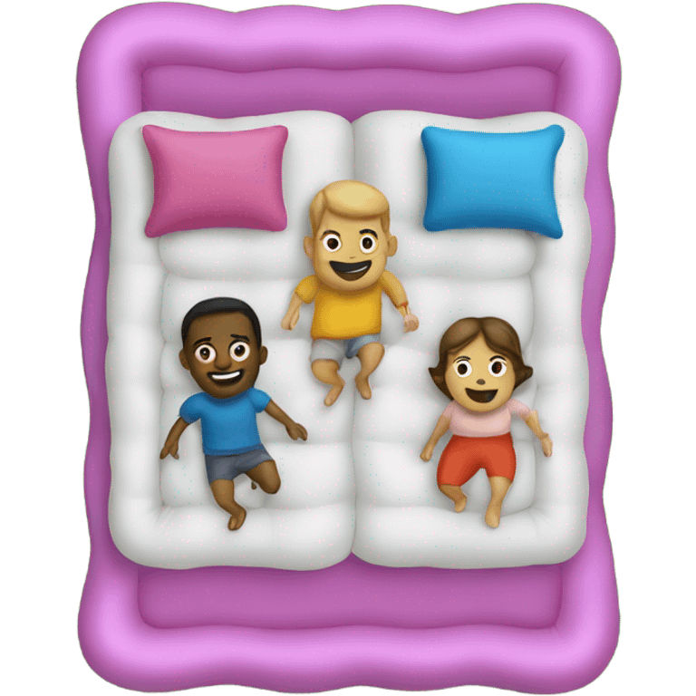 3 people on an inflatable mattress emoji