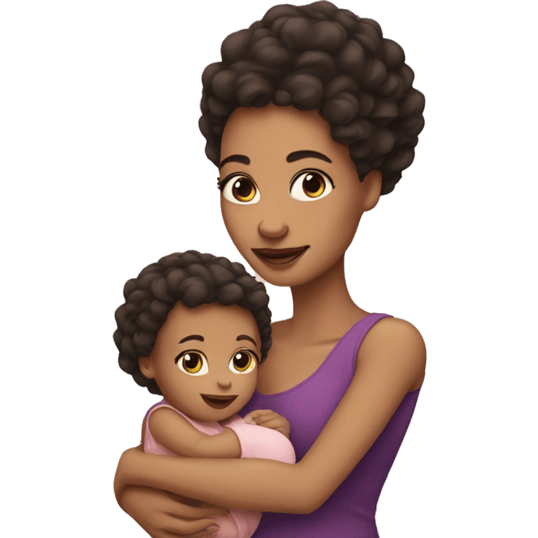 Light skin lady holding baby girl  emoji