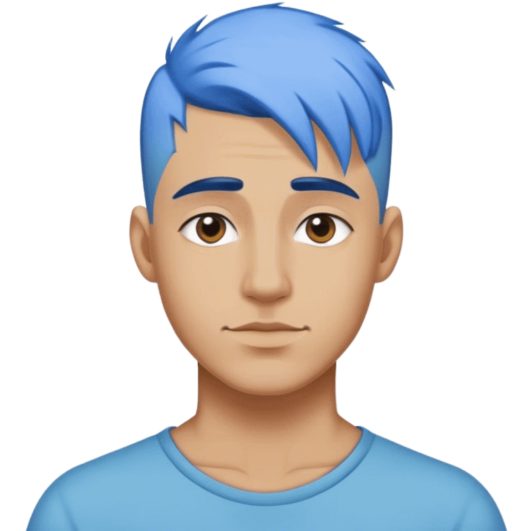 A influencer in his 30s that has a low taper fade  and blue hair emoji