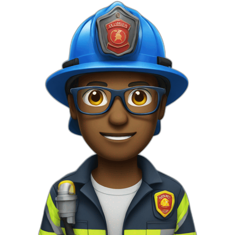 Firefighter with blue glasses emoji