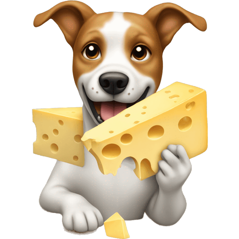 Dog eating a block of cheese emoji