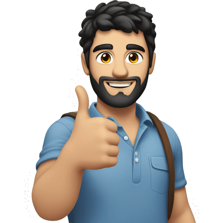 29 years old white skin man from spain with black hair, no beard, giving a thumbs up with right hand emoji