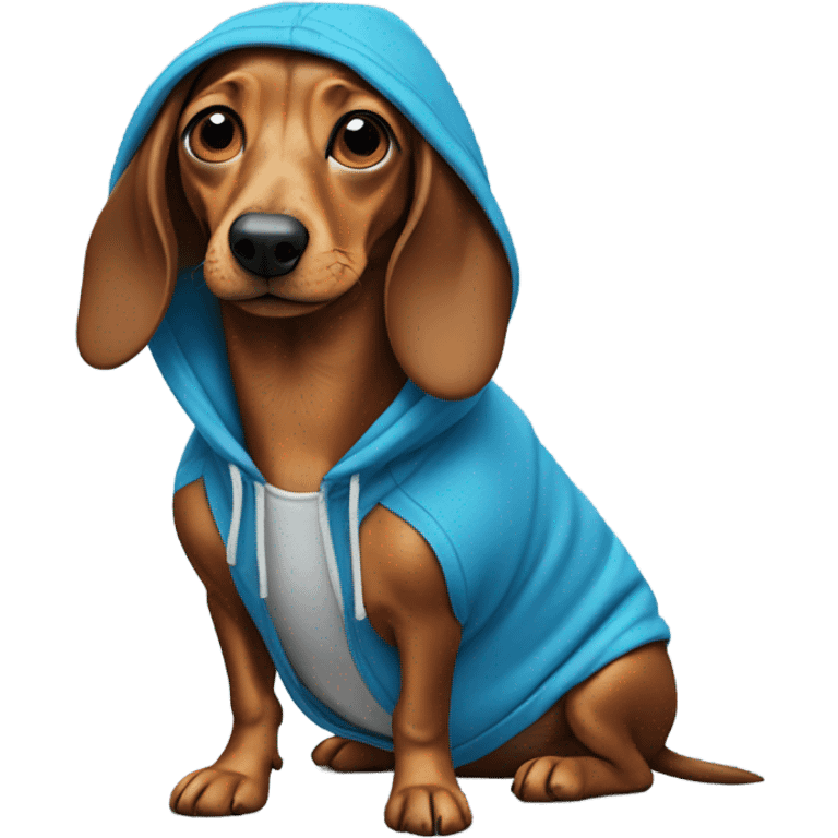 Weiner dog wearing a blue hoodie  emoji