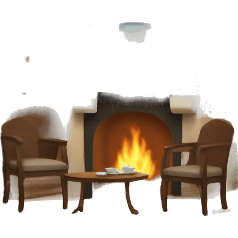 A tea in a table with a fireplace  emoji