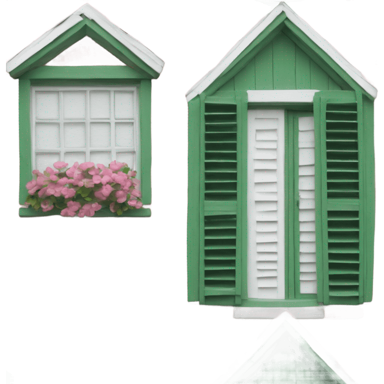 Small pink beach cottage green shutters emoji