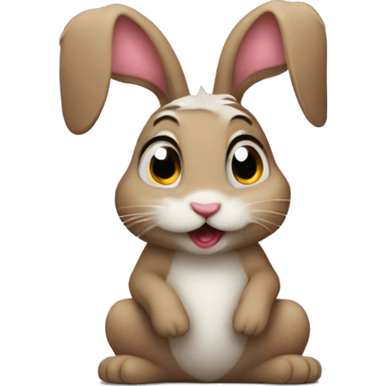  begging bunny with sticking tongue out looking up emoji