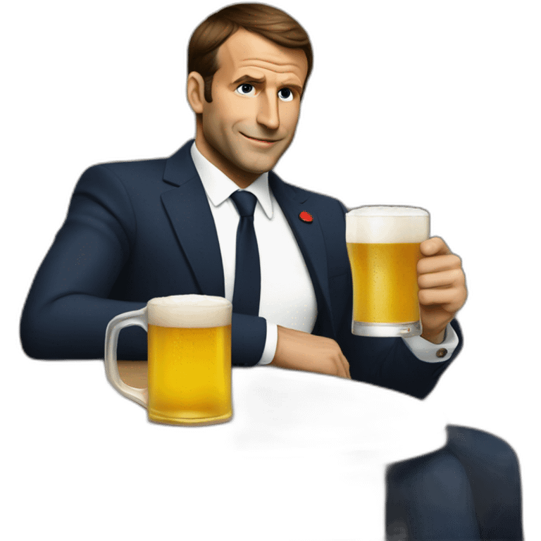 Macron drink a beer emoji