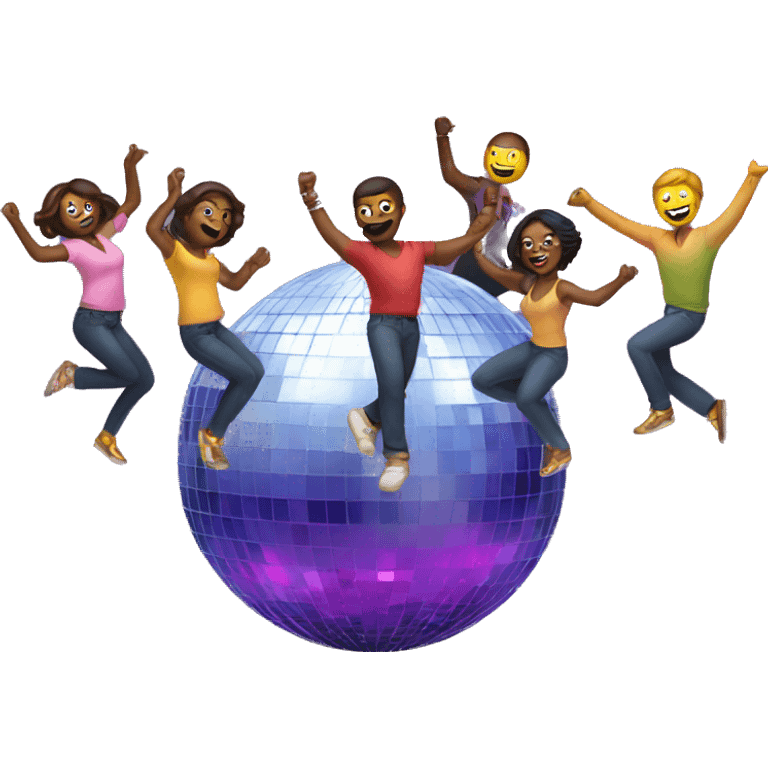 People dancing on a disco ball emoji