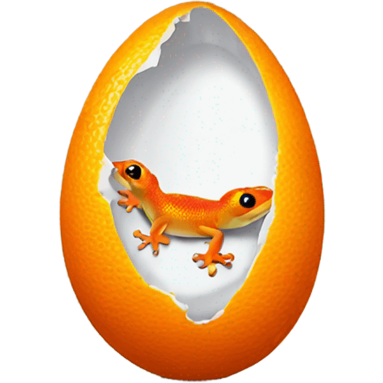 Orange gecko emerges from egg emoji