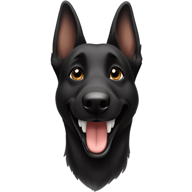 Black female German shepherd smiling  emoji