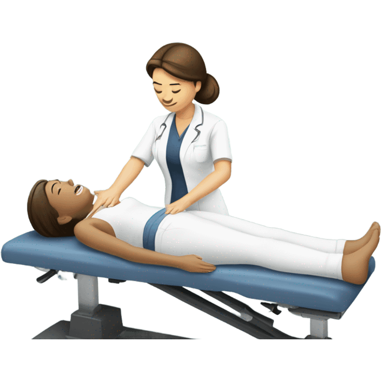 Female chiropractor adjusting patient  emoji