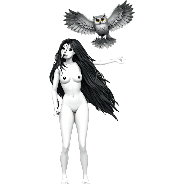 nude girl with owl companion emoji