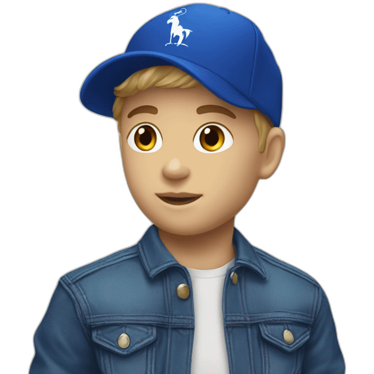 White Boy with blue Ralph Lauren cap emoji