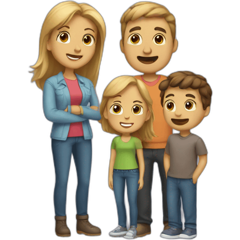 family talking to a guy emoji