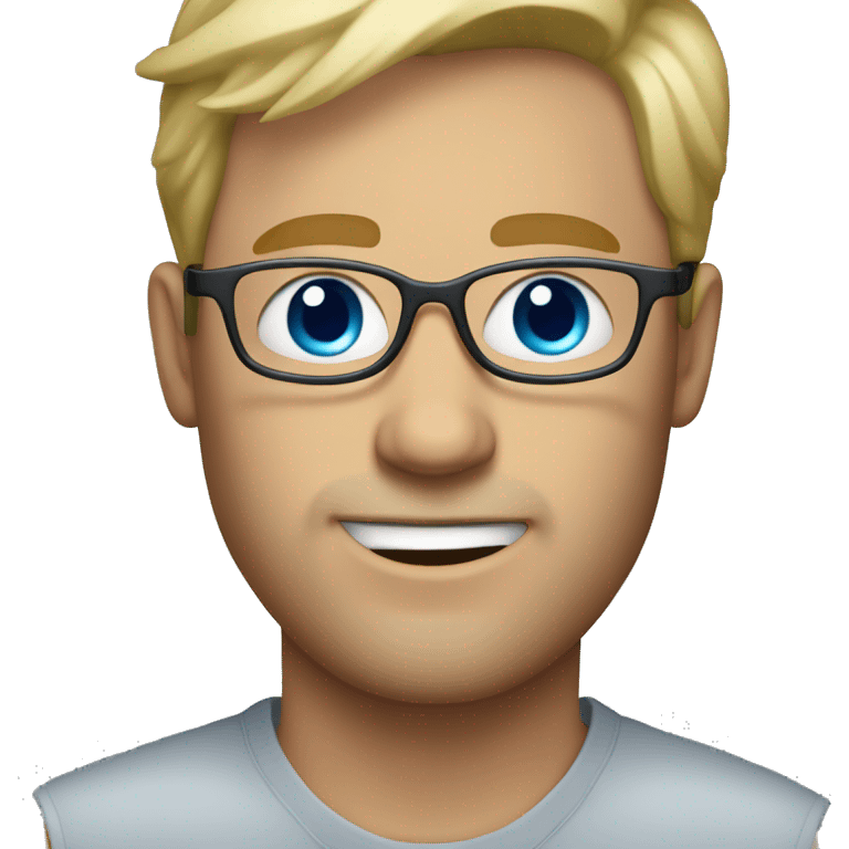 Dirty blond man with blue eyes and eyeglasses emoji