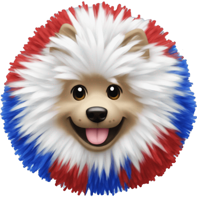 red, white, and blue pom pom emoji