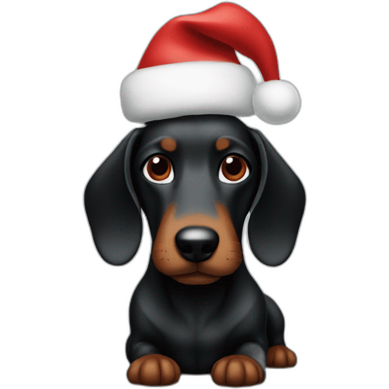 black wiener with a christmas hat emoji