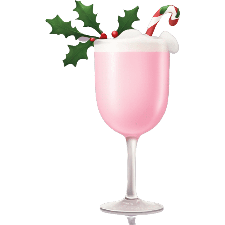 pastel pink christmas drink, with mistletoe on the top of it emoji