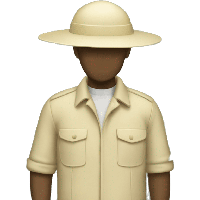 gardener pith helmet beige jacket trees emoji