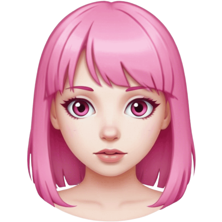 white girl with pink hair bangs emoji