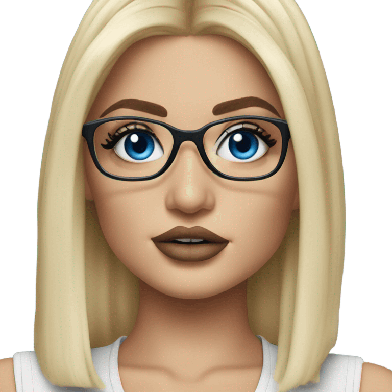 Hyper real blonde kylie jenner with blue eyes and glasses  emoji